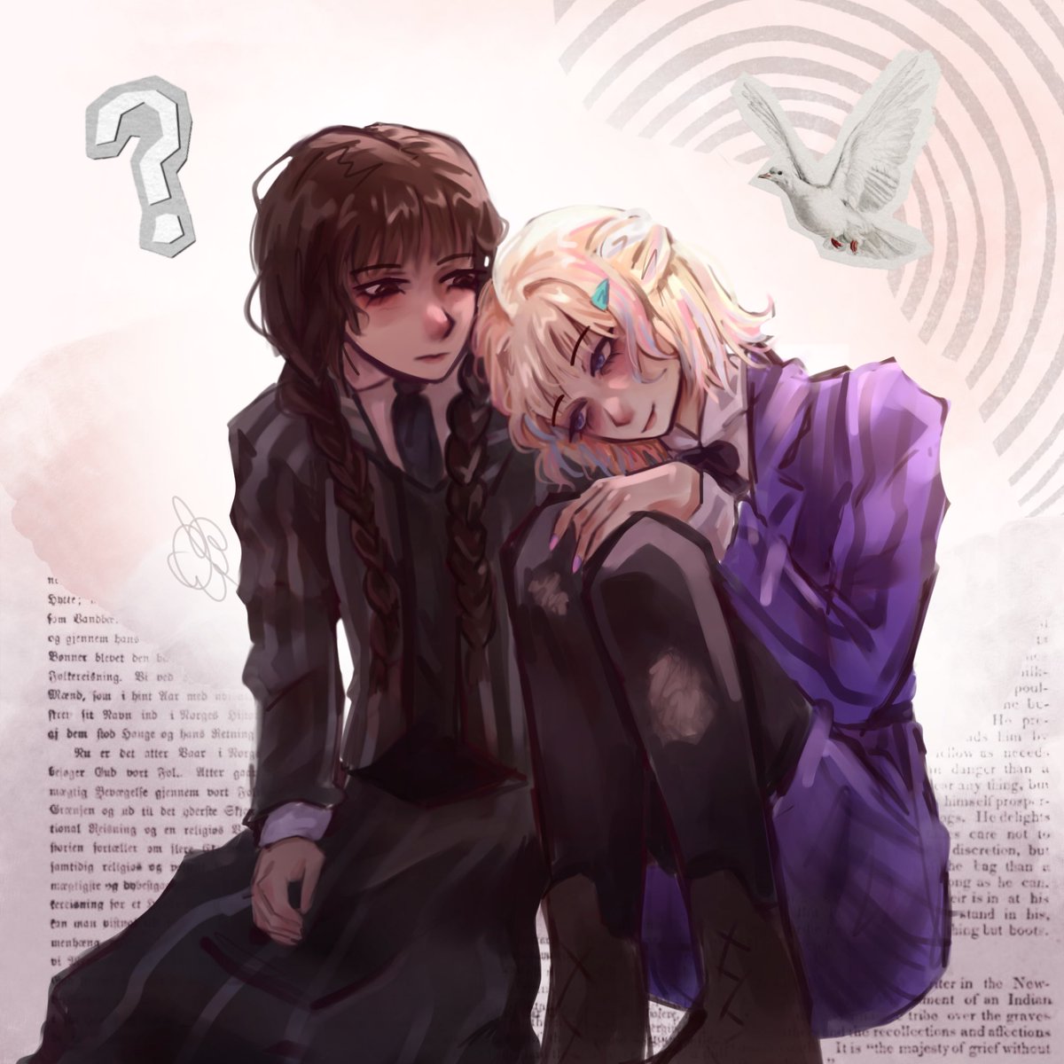 kartonyep's tweet image. Wenclair fav 🍒 #Wednesday #enid #wenclair #sketch #fanart