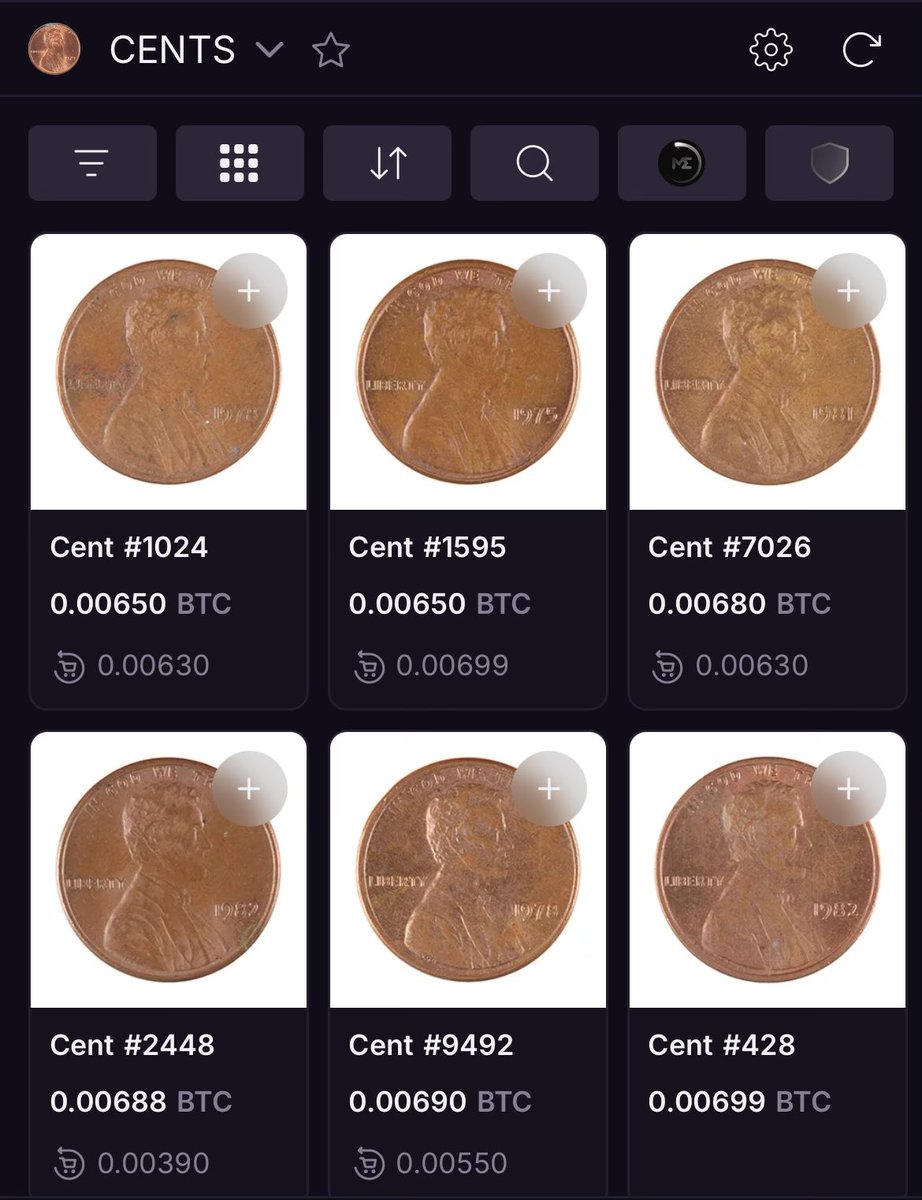 100 sales this week for CENTS. Only 7% listed. Floor moved from 0.004 to  0.006. Conceptual art on Bitcoin. Make cents. @sovrnart @thedaoistpunk