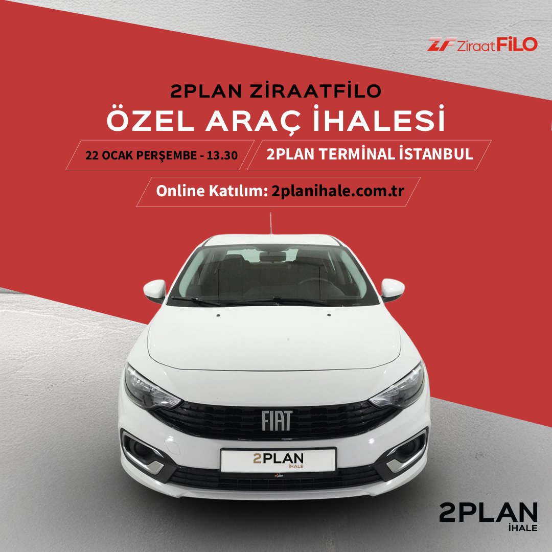 ZiraatFilo iş birliğiyle gerçekleşen özel ihalemizde yerinizi alın!

Geniş araç yelpazemiz içinden ihtiyacınıza en uygun aracı seçebilir, online ihalemize katılarak avantajlı fiyatlarla teklifinizi verebilirsiniz.

🗓️: 22 Ocak 2026 Perşembe, 13:30
💻: Online katılım: