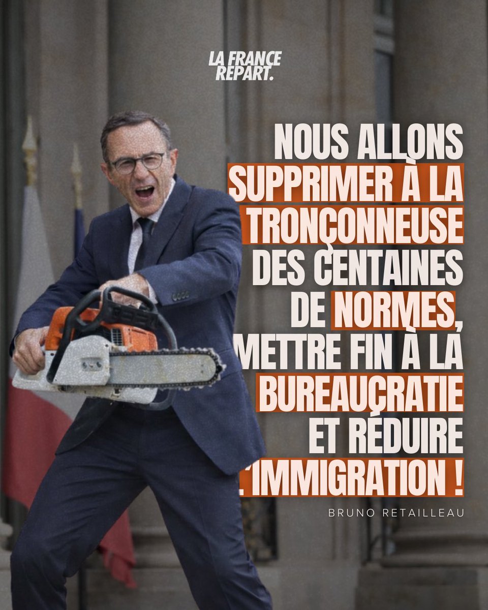 lafrancerepart's tweet image. Assez de paperasse.
Assez d’excuses.

Avec @BrunoRetailleau.
Des normes en moins.
Du travail en plus.