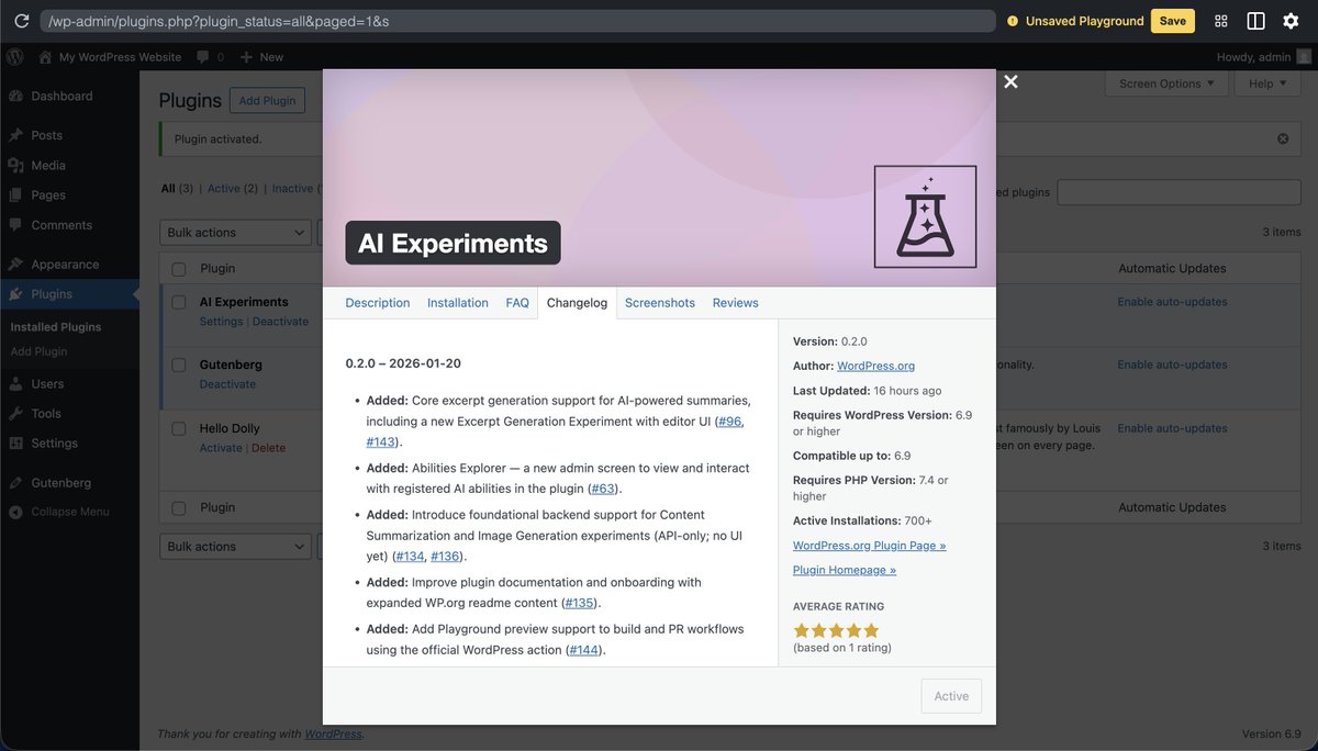AI Experiments is out with a new version that contains a lot of new goodies. wordpress.org/plugins/ai