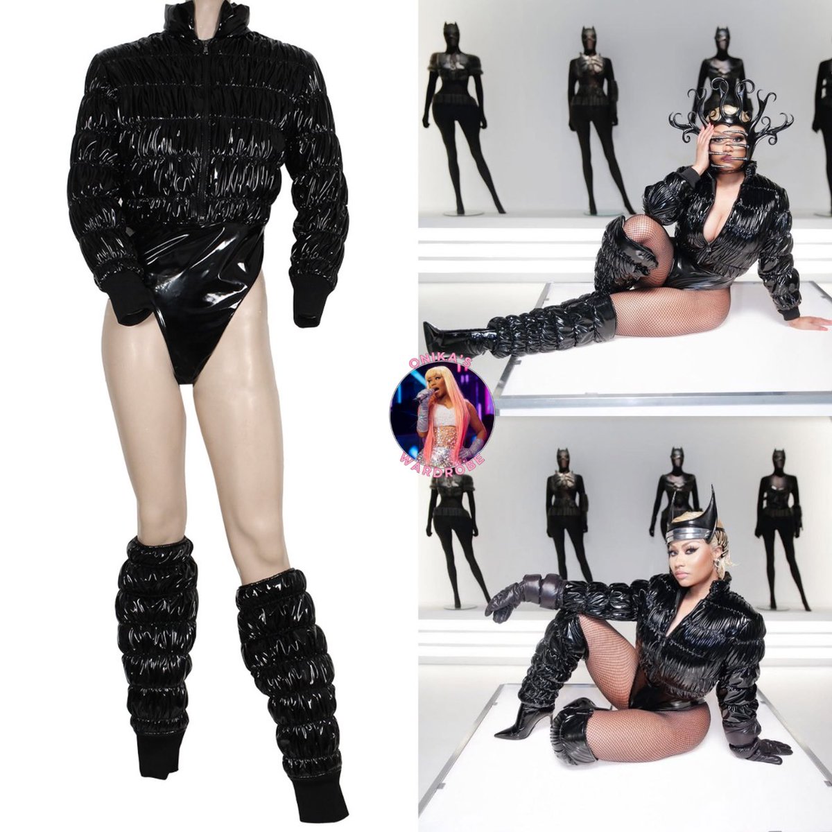 onikaswardrobe's tweet photo. #DipMusicVideo

Nicki Minaj wearing Black Leather Mask, designed by Cecilio Castrillo + Custom B James black puffer body suit with matching black puffer leg warmers.
(2018)
#Tyga #Nickiminaj #Dip #style #fashion #barbz #barbie #Trending #nm6 https://t.co/wcz7af6nyQ