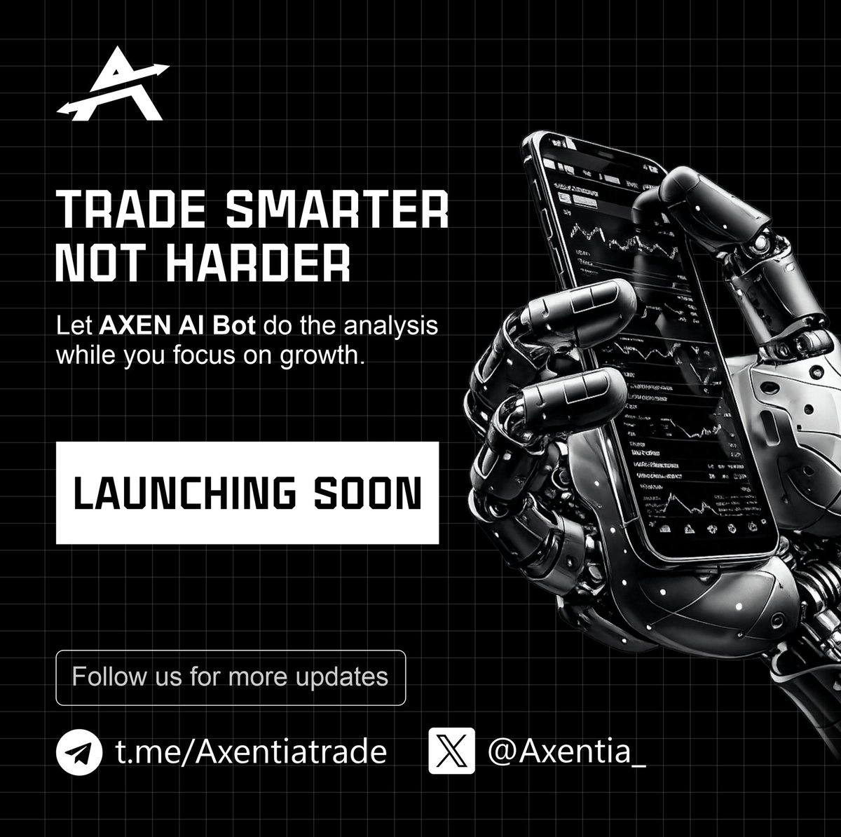 Axentia_'s tweet photo. Let AI handle the charts while you focus on growth.
Launching soon. 💹
#AXENAI #Axentia #CryptoTrading #AITrading #Automation #SmartInvesting #TechForward #LaunchingSoon https://t.co/KtbeDx0VYY