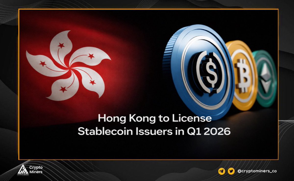 Hong Kong is moving to license stablecoin issuers. Hong Kong Monetary  Authority plans to issue its first stablecoin licenses in Q1 2026,  Financial Secretary Paul Chan said at Davos. The licenses will