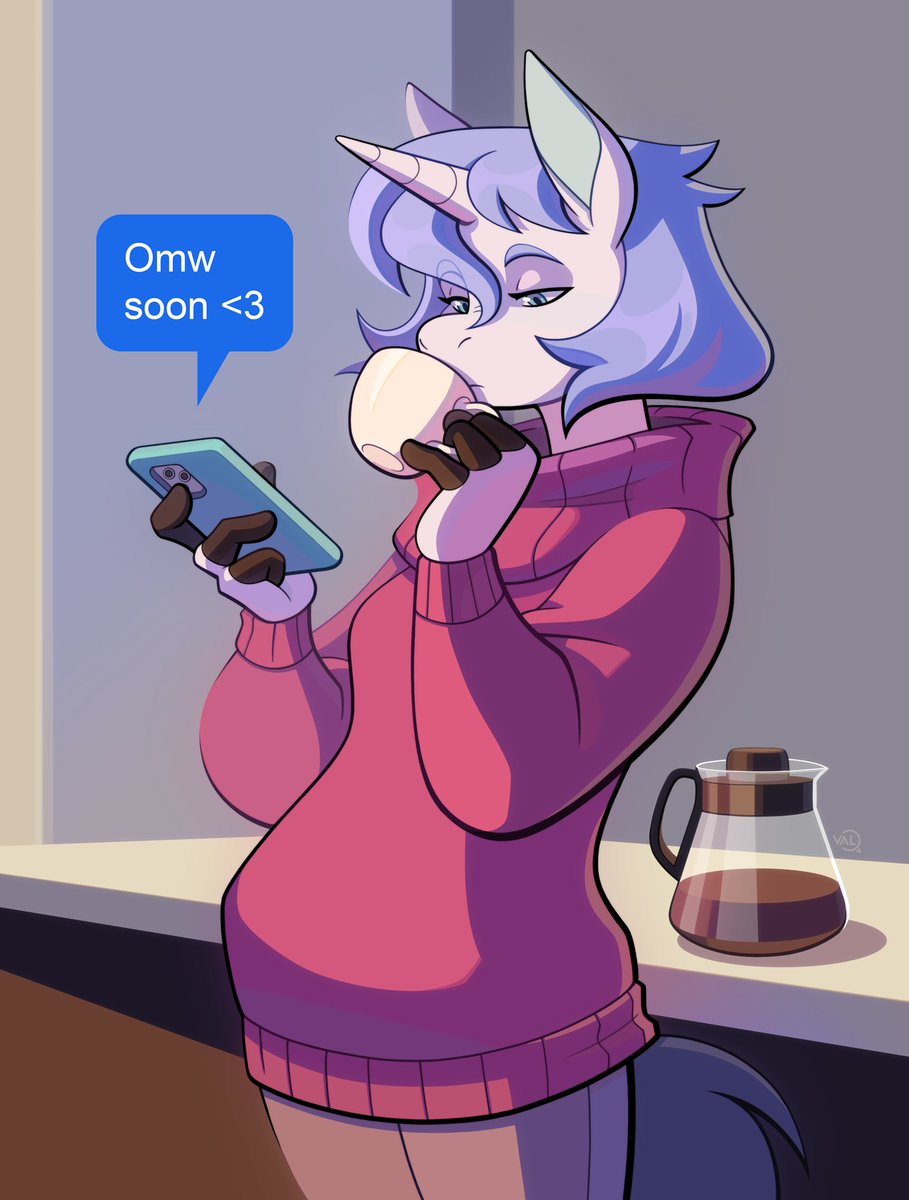 Morning coffee with a little chat ☕
Finished YCH commission for GremAD (FA)