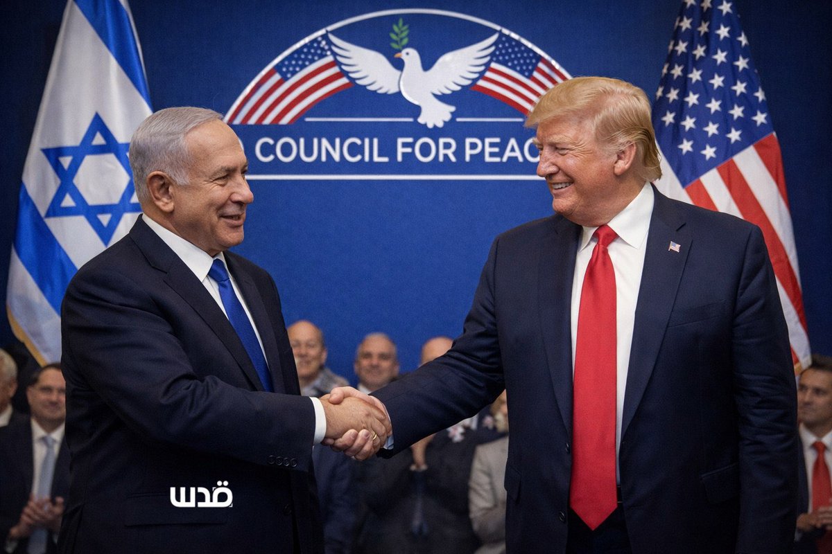 Dünyanın en büyük savaş baronu, Yahudi kuklası Donald #Trump kurucusu olduğu Gazze için sözde Barış Kurulu’na terör devleti İsrail’in, 1 milyon Gazzeli’yi soykırımla katleden Başbakanı Binyamin Netanyahu’yu da davet etti. 
Soykırımcı faşist Netanyahu kurula katılacağını açıkladı.