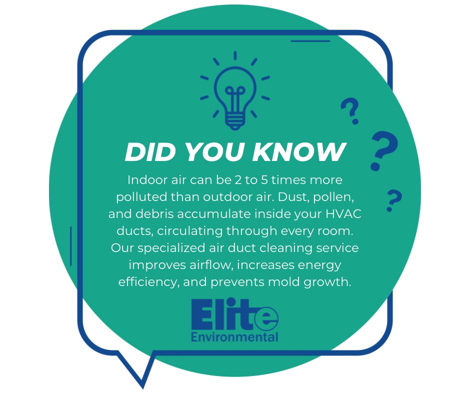 CallEliteEnv's tweet photo. Ready to restore your system’s performance and ensure facility compliance? Schedule your professional inspection with Elite Environmental today!

#airductcleaning #indoorairquality #hvacmaintenance #industrialcleaning #commercialproject https://t.co/eoHlYx1eNE