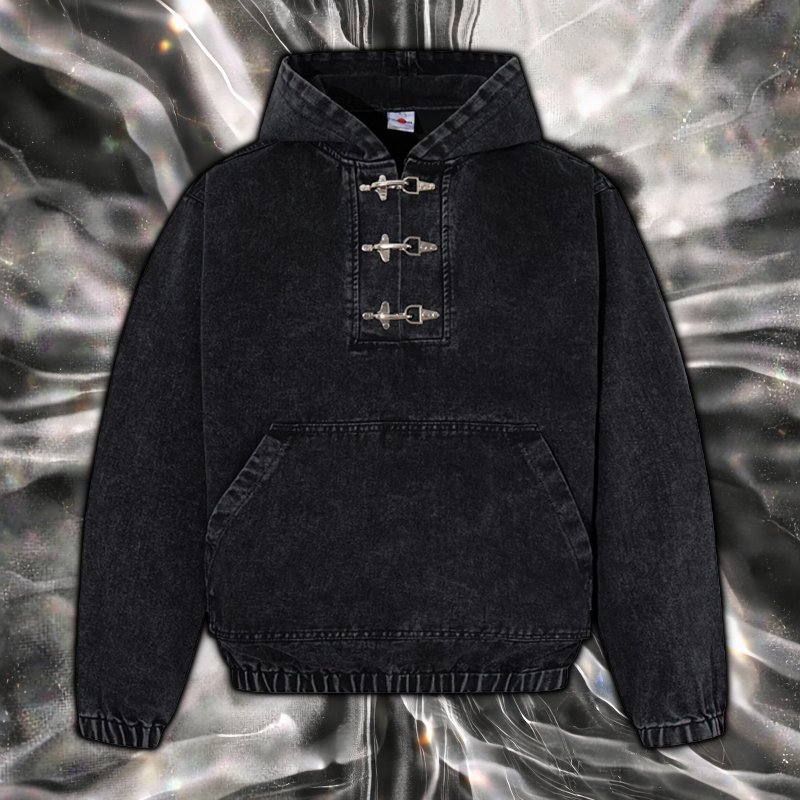 cloutcollection's tweet photo. 'Nocturne' Distressed Denim Hoodie