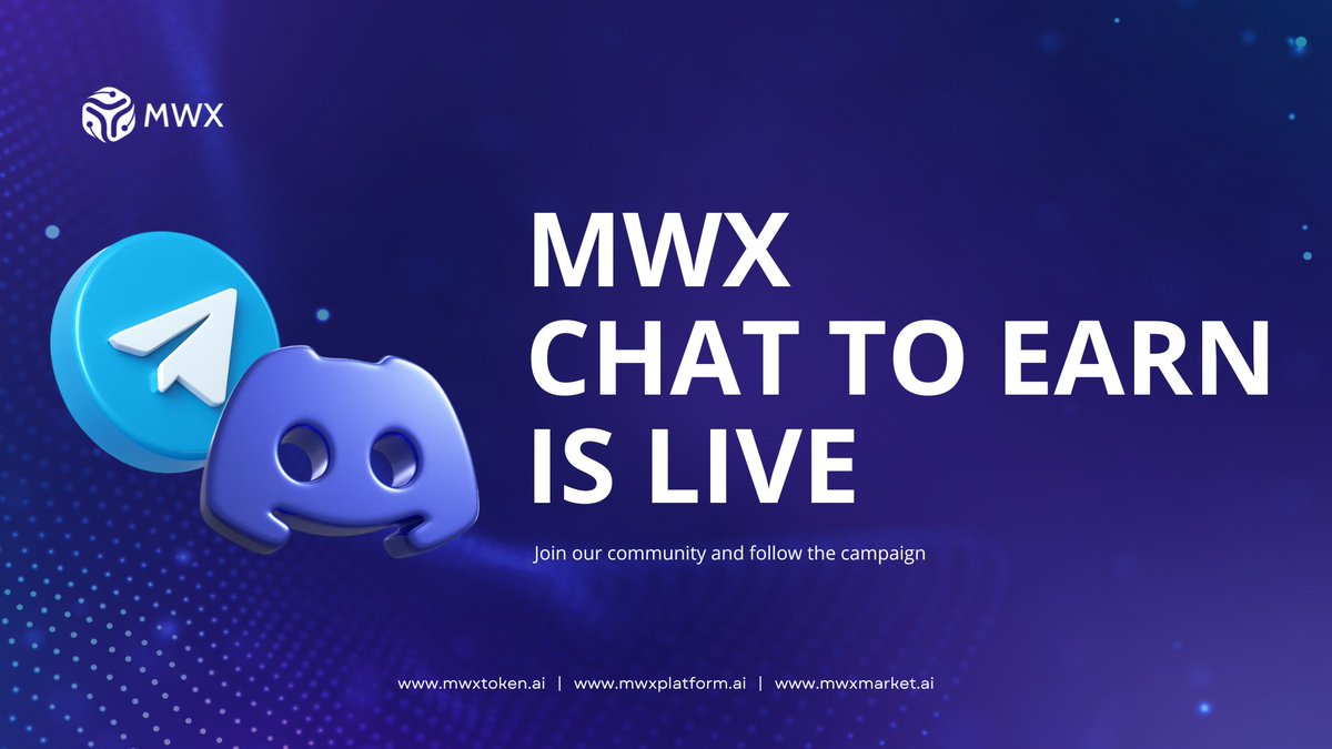 mwx_ai's tweet photo. Chat-to-Earn is LIVE!
Your conversations now earn rewards.

Join the Chat-to-Earn campaign and get rewarded for meaningful discussions, insights, and contributions to the community.

How it works:
• Join the community chat
• Engage in high-quality conversations
• Activity is tracked weekly
• Top contributors earn rewards

Campaign Period:
January 21st – 28th 

Reward Pool:
 $100 in MWXT
• $50 for Discord
• $50 for Telegram

Real engagement. Real value. Real rewards.
Start chatting and earn your share.