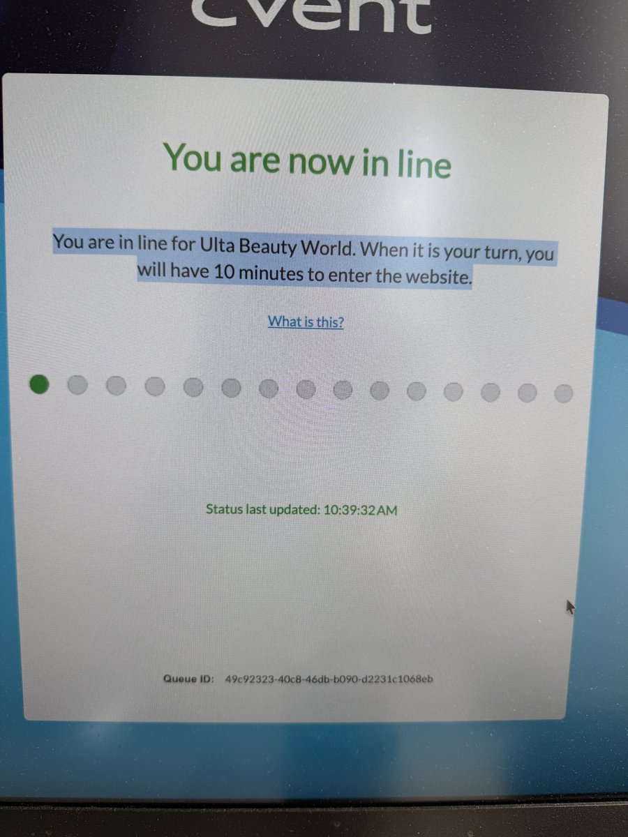 LauraWLane's tweet image. If Ulta beauty world 2026 is indeed sold out, shame on@ultabeauty for not updating their queue page. I’ve been in line for 40 minutes. No update.