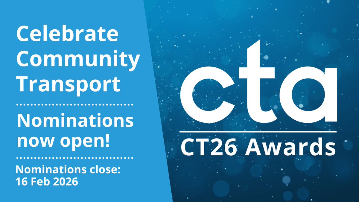 CTAUK1's tweet photo. CT26 Award Nominations are now open! 🏆

Submit a nomination today to spotlight those who deserve recognition this year: https://t.co/lkpyUFBs4D

#CT26Awards #CommunityTransport #CTA40 https://t.co/ghNgALJzup