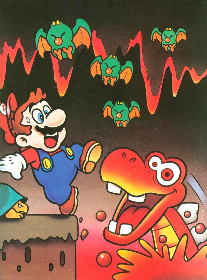 NintendoMetro's tweet image. Artwork of 'Super Mario World', from the 'Mario Mania' player guide.