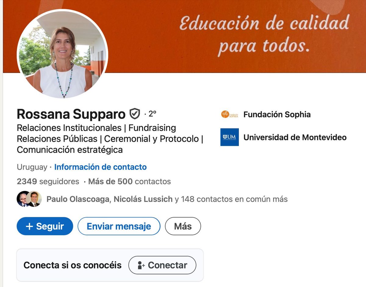 ⚪️🔵CONEXIONES BLANCAS 

✔️También, esposa de Javier García es responsable de Relaciones Institucionales de la Fundación Sophia, institución que ha quedado en el ojo de la tormenta en las últimas horas por las donaciones recibidas por Conexión Ganadera.

✔️Marcela Carrasco, la