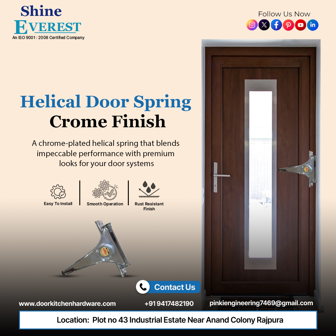 pinkieng25's tweet image. Upgrade your door systems with our Helical Door Spring – Chrome Finish ✨
Smooth operation, easy installation &amp;amp; rust-resistant performance for long-lasting use.
#DoorHardware #HelicalSpring #ChromeFinish #ShineEverest #IndustrialProducts