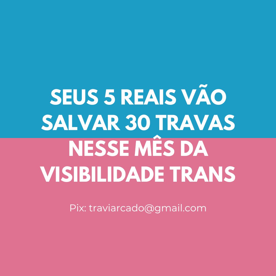 alinadurso's tweet image. Não é possível que nem no mês da visibilidade trans, vocês não consigam parar 5 segundos para dar uma atenção pra um post urgente como esse

Uma ação de 5 reais que estamos o mês todo fazendo rolar, pra ajudar uma casa com 30 travestis

Deixem um UP

Pix: traviarcado@gmail.com