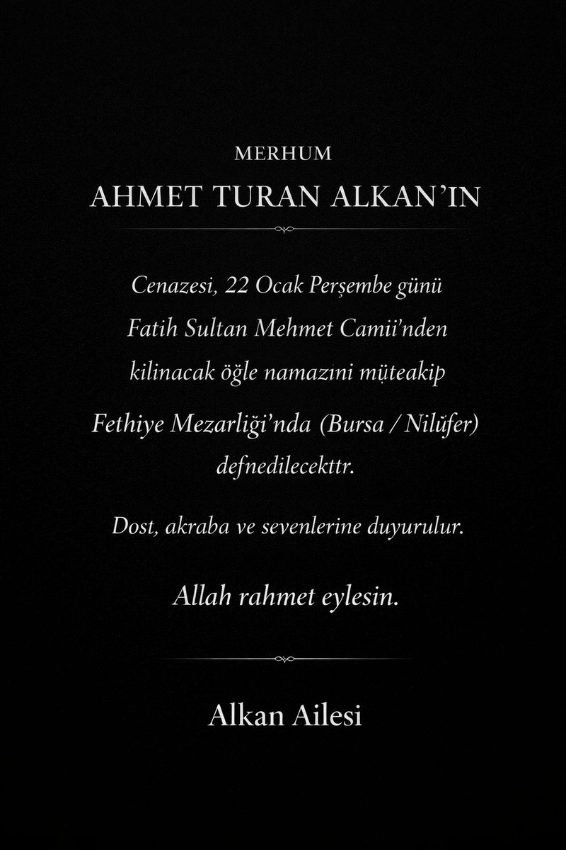 Üstad'ın cenaze programı. Mekanı cennet olsun.