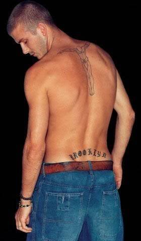 yepmgzn's tweet photo. David Beckham's tramp stamp of his son name Brooklyn https://t.co/BLKeMkKdpf