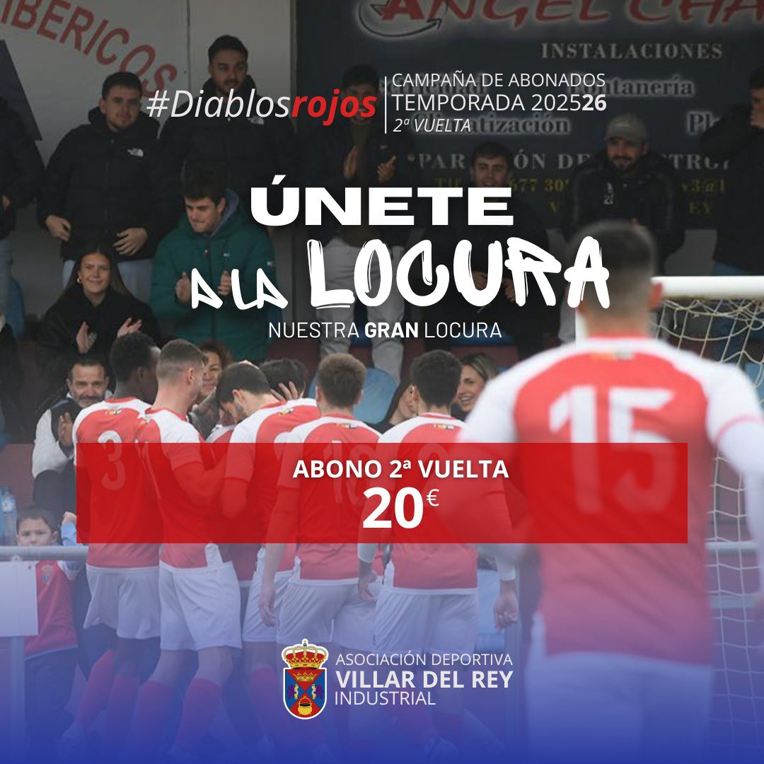 ❤️🤍 Campaña de abonados | Segunda vuelta
Hazte abonado por 20€. 
📍Ventanilla del Ayuntamiento
📍 Miembros de la directiva 

🔥 ÚNETE A LA LOCURA 🔥