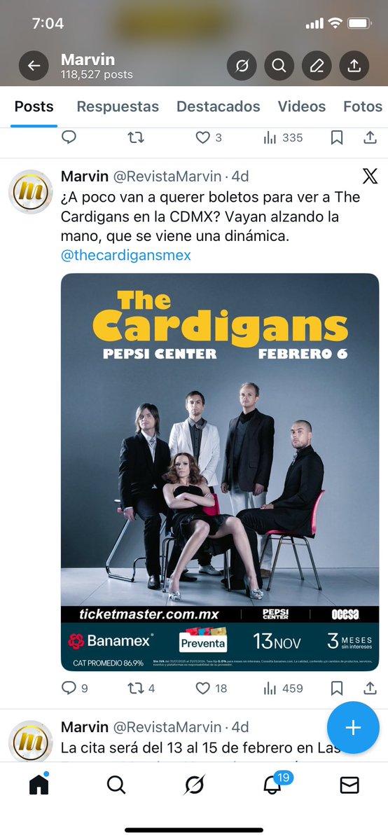 Atención, que tenemos boletos para The Cardigans en el Pepsi Center. Se viene dinámica para obsequiar entradas.
#MarvinMeLleva