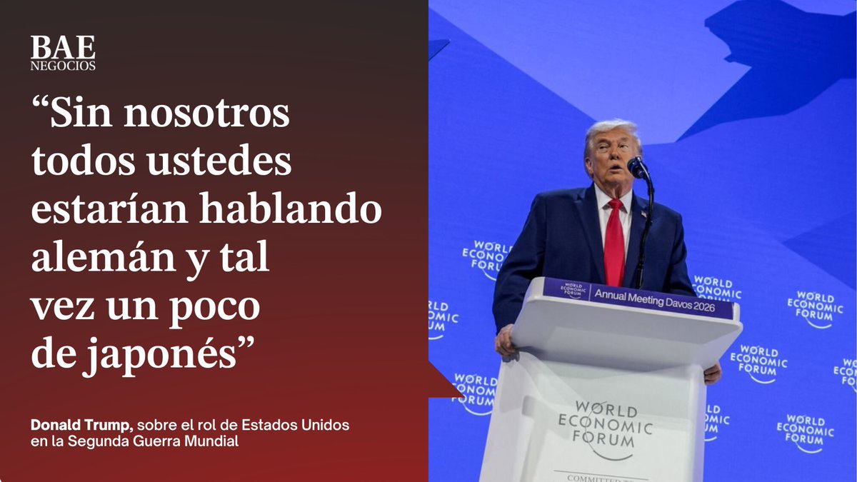 👀 TODO MUY POLÉMICO

🇺🇸 Donald Trump participó del Foro Económico Mundial de Davos y generó algunos momentos incómodos con sus declaraciones sobre Groenlandia, la Segunda Guerra Mundial y la situación de Venezuela.
