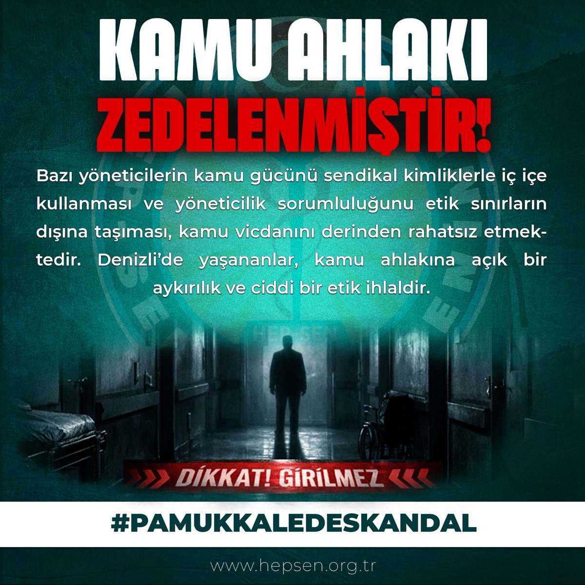 KAMU AHLAKI ZEDELENMİŞTİR! 

Bazı yöneticilerin kamu gücünü sendikal kimliklerle iç içe kullanması ve yöneticilik sorumluluğunu etik sınırların dışına taşıması, kamu vicdanını derinden rahatsız etmektedir. Denizli’de yaşananlar, kamu ahlakına açık bir aykırılık ve ciddi bir etik