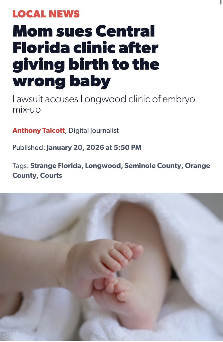 Katy_Faust's tweet photo. Another #IVF mix-up. White parents go home with a baby who is not white. They are willing to keep her but they also feel she should be returned to her “real” (i.e., genetic) parents. At the same time, they are troubled by the possibility that their genetic baby may be raised by someone else.

Revealing, isn't it?

The Modern Family movement constantly insists that genetics have nothing to do with parenthood. Parents, we’re told, are the ones who *intend* to parent. That claim is essential to justifying the cutting and pasting of children into any and every adult romantic arrangement.

But the moment something goes wrong, the truth resurfaces: genetics suddenly matter. A lot.

Your genetic children are special to you. And you know what? You are special to *them.* We instinctively understand this when it comes to our own longing for children. Yet the importance of biology to the child is easily dismissed whenever it interferes with an adult’s sexual identity or lifestyle.

Adoption exists as an institutional remedy for child loss, not as a substitute for biology, but as a response to its tragic absence. And even then, most adoptees are at least curious, and often deeply longing, to know and have a relationship with their birth parents. That is why open adoptions now account for roughly 95% of domestic placements.

One of the most universal human longings is to be known and loved by the two people responsible for our existence. Yet we are increasingly willing to deny children that fundamental right in order to advance anti-child notions of marriage, parenthood, and family.
