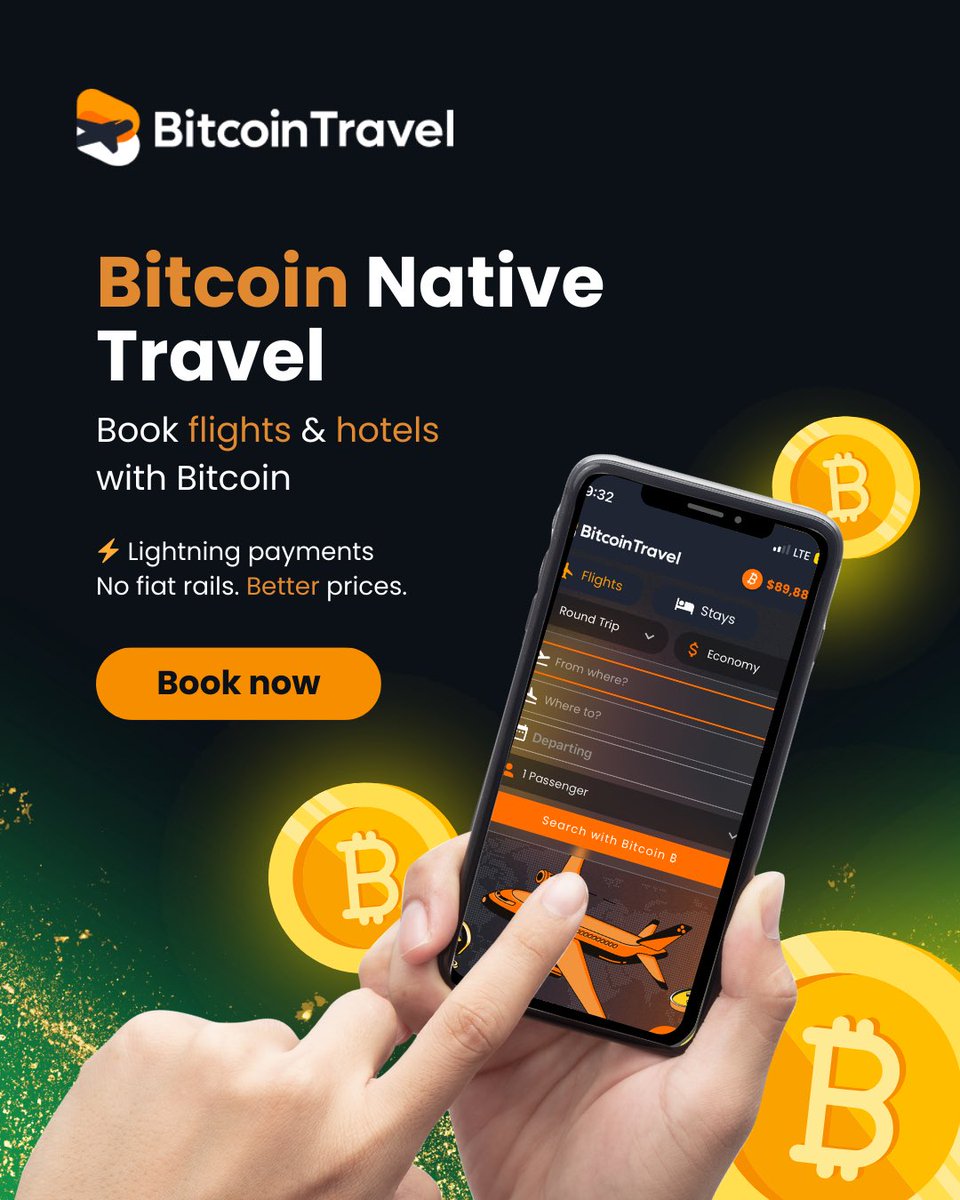 🧡✈️ Live the Bitcoin life Book flights & hotels with BitcoinTravel and  unlock up to ~40% better prices compared to traditional travel agencies. 🌍  2.5M hotels worldwide ✈️ 250 airlines ⚡ Pay