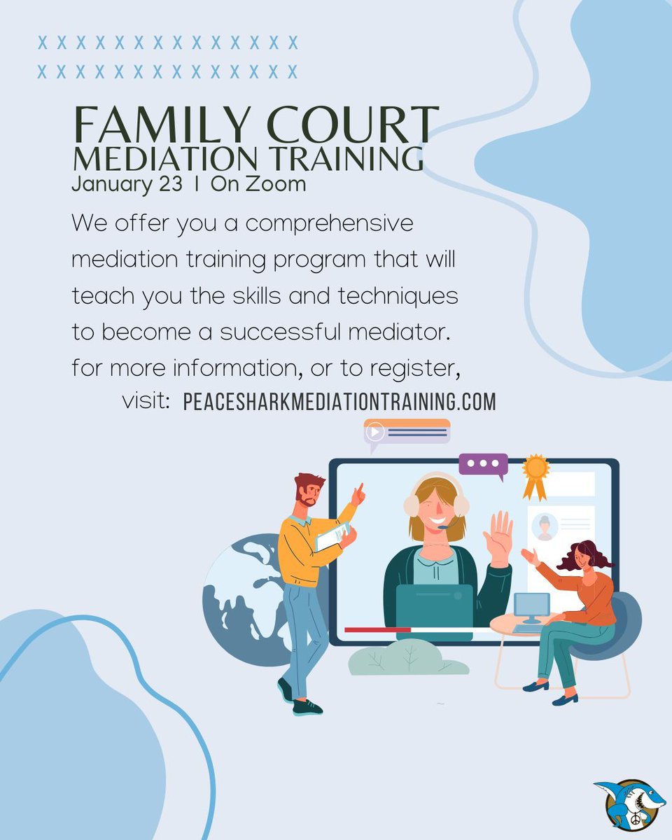 Sign up today!
.
.
.
#GLCM #Peacemaking #TeachPeace #PeaceChest #PeaceShark #MediationTraining #MediationTechniques #NegotiationTraining #CommunicationTraining #ConflictManagementTraining #MediationProcess #MediatorCertification #MediationCourse #MediationEducation