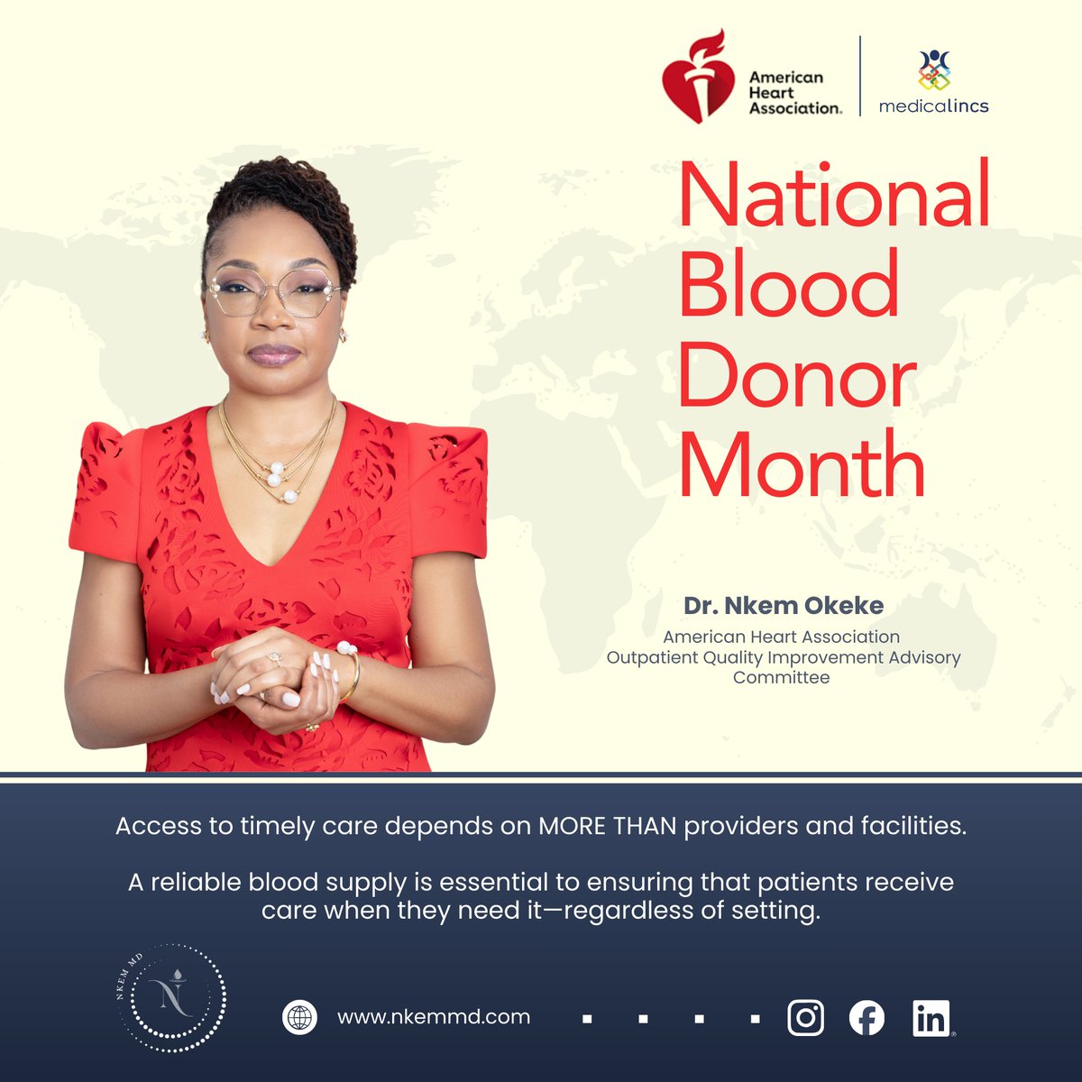 nkemmd's tweet photo. National Blood Donor Month is a reminder that lifesaving care depends on strong systems, not chance. Blood supply is a public health responsibility built on access, trust, and readiness. This is why we focus on community-centered care at Healthlincs and Medicalincs. https://t.co/i1FOpdw12B