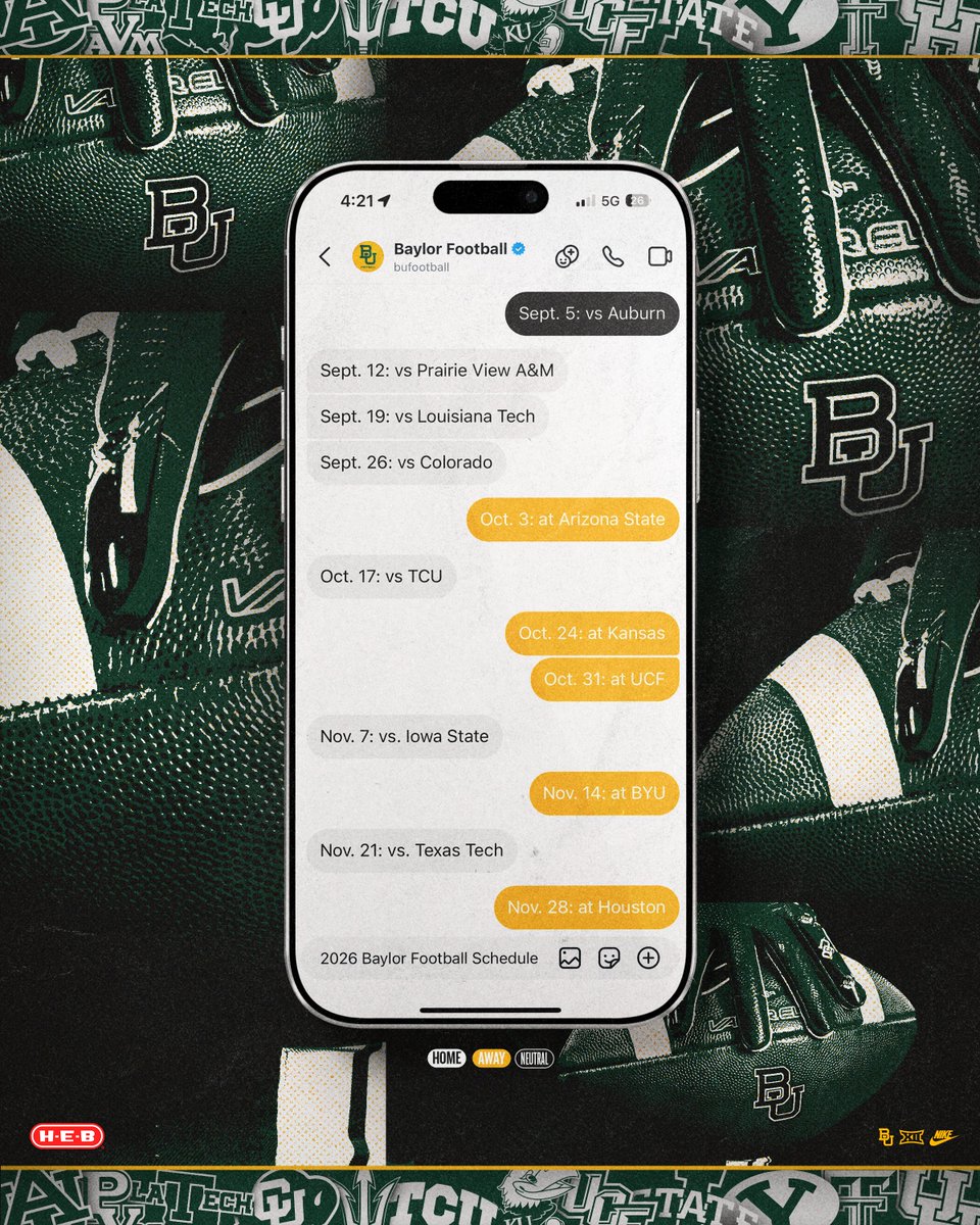 BUFootball's tweet image. Mark Your Calendars 🗓️
The 2026 Schedule is here!

#SicEm | @HEB