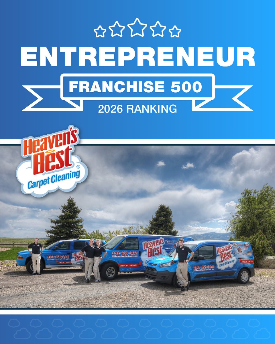 Heaven’s Best is honored to rank in Entrepreneur’s 47th Annual 2026 Franchise 500®, a testament to our strong franchise system, dedicated owners, and commitment to excellence!🎉 

#HeavensBest #Franchise500 #EntrepreneurFranchise500 #FranchiseSuccess #TopFranchise