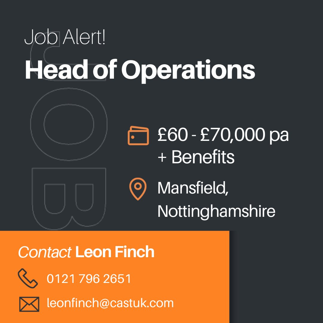 Head of Operations
Is this your next career move? 👇
An established &amp; growing manufacturing &amp; distribution business needs an experienced Head of Operations to lead and develop its end-to-end operations. 
⏩Apply here - bit.ly/4sSmPHG 

#HeadofOps #Manufacturing