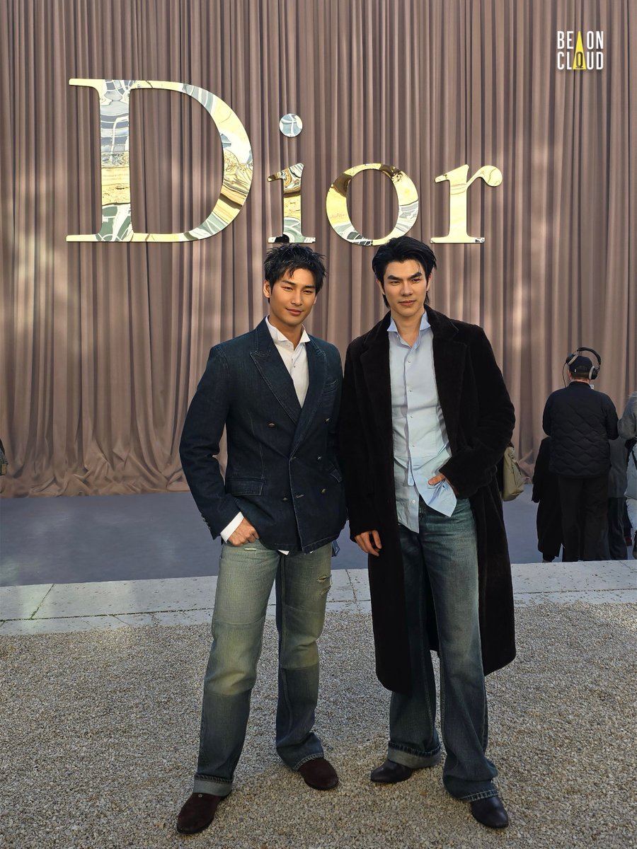 beoncloud_th's tweet image. มาย ภาคภูมิ และ อาโป ณัฐวิญญ์ ที่งาน Dior Men's Winter 2026 - 2027 Show ✨

#MileApoDiorWinter26
#DiorWinter26