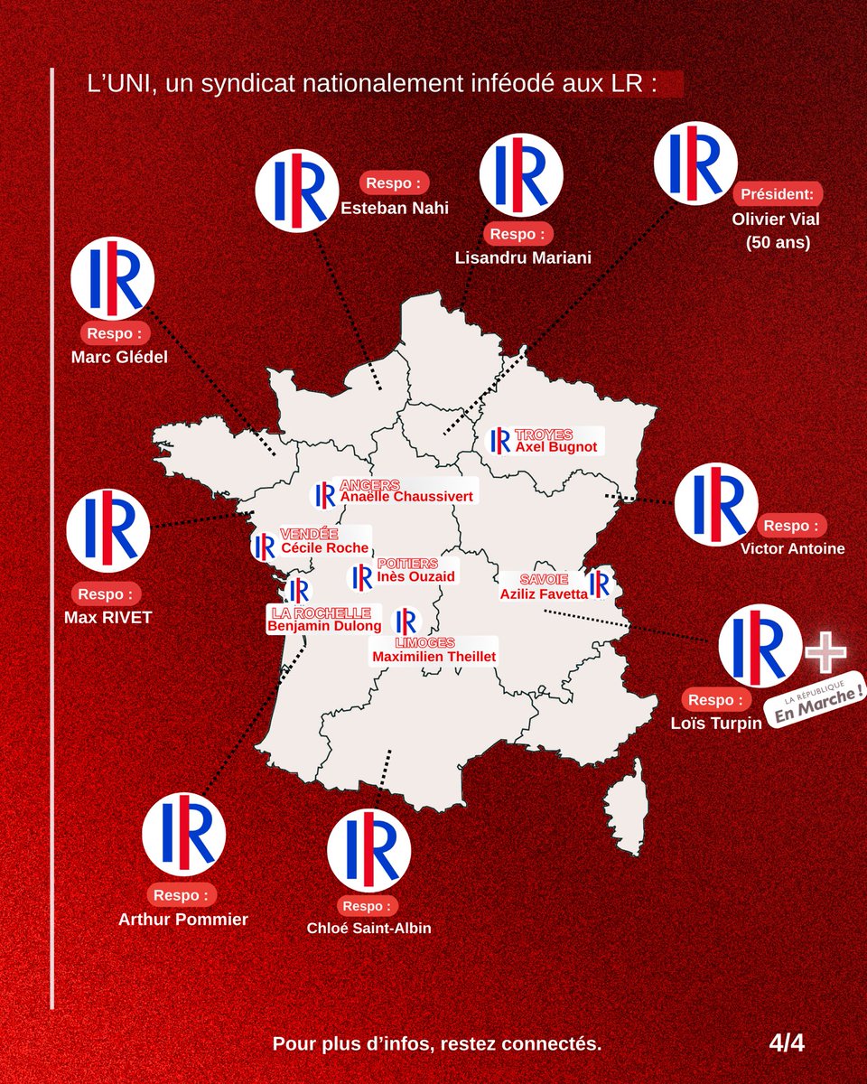L’UNI, syndicat de droite ? 🧐

En Bretagne, l’UNI a cru avisé d’instrumentaliser une personne pour faire invalider notre liste. Ce syndicat, se revendiquant de la droite dans les facs, est une vaste mascarade centriste. 

Pour une vraie alternative patriote, votez Cocarde 🇫🇷