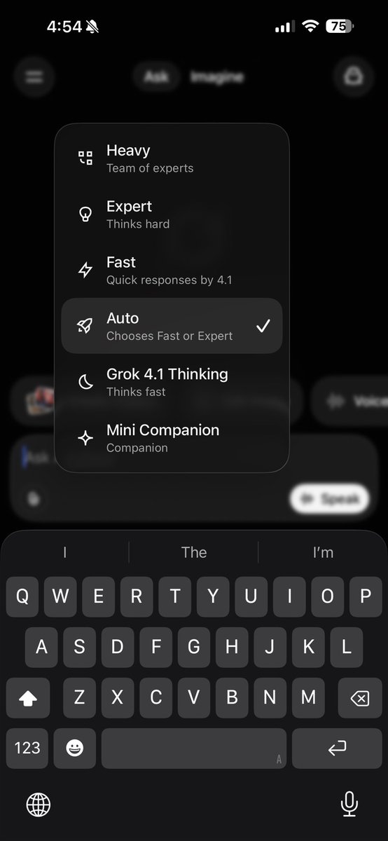 Model picker screenshot