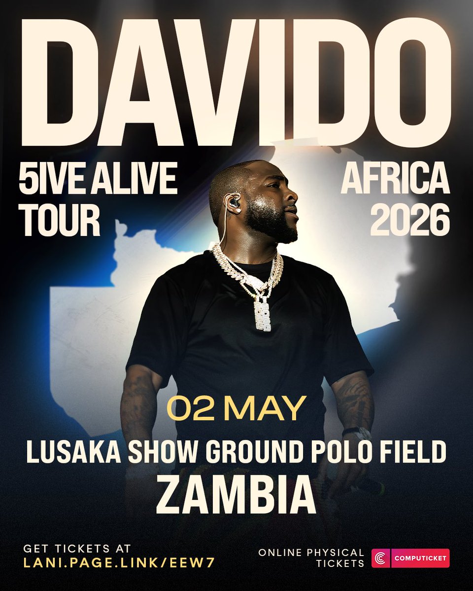 davido's tweet image. More dates added to the #5IVEAliveTour!! 5️⃣ 

Tanzania and Zambia I’ll see you soon get your tickets now 🎟️