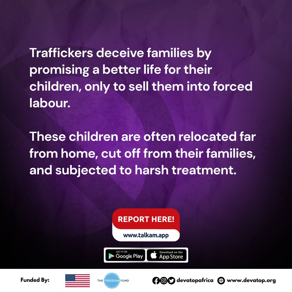 devatopafrica's tweet image. DID YOU KNOW?

Did you know that some domestic workers are victims of human trafficking?

Swipe to Read More

#protectchilddomesticworkers #talkam #protectcdwsfromharm