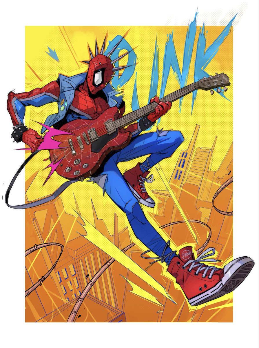 SpiderPunk art for Snap 🤘🏼🎸🕷️ #MarvelComics #spiderpunk #Spiderman