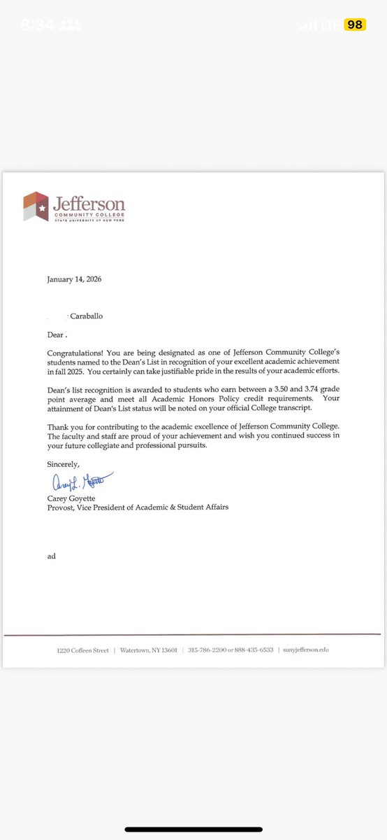 Blessed to be named to the Dean’s List at Jefferson Community College for the 2025 Fall Semester 🙏
Faith, discipline, and consistency on and off the field.
All glory to God. More work ahead ⚾️

#DeansList #StudentAthlete #JUCOBaseball