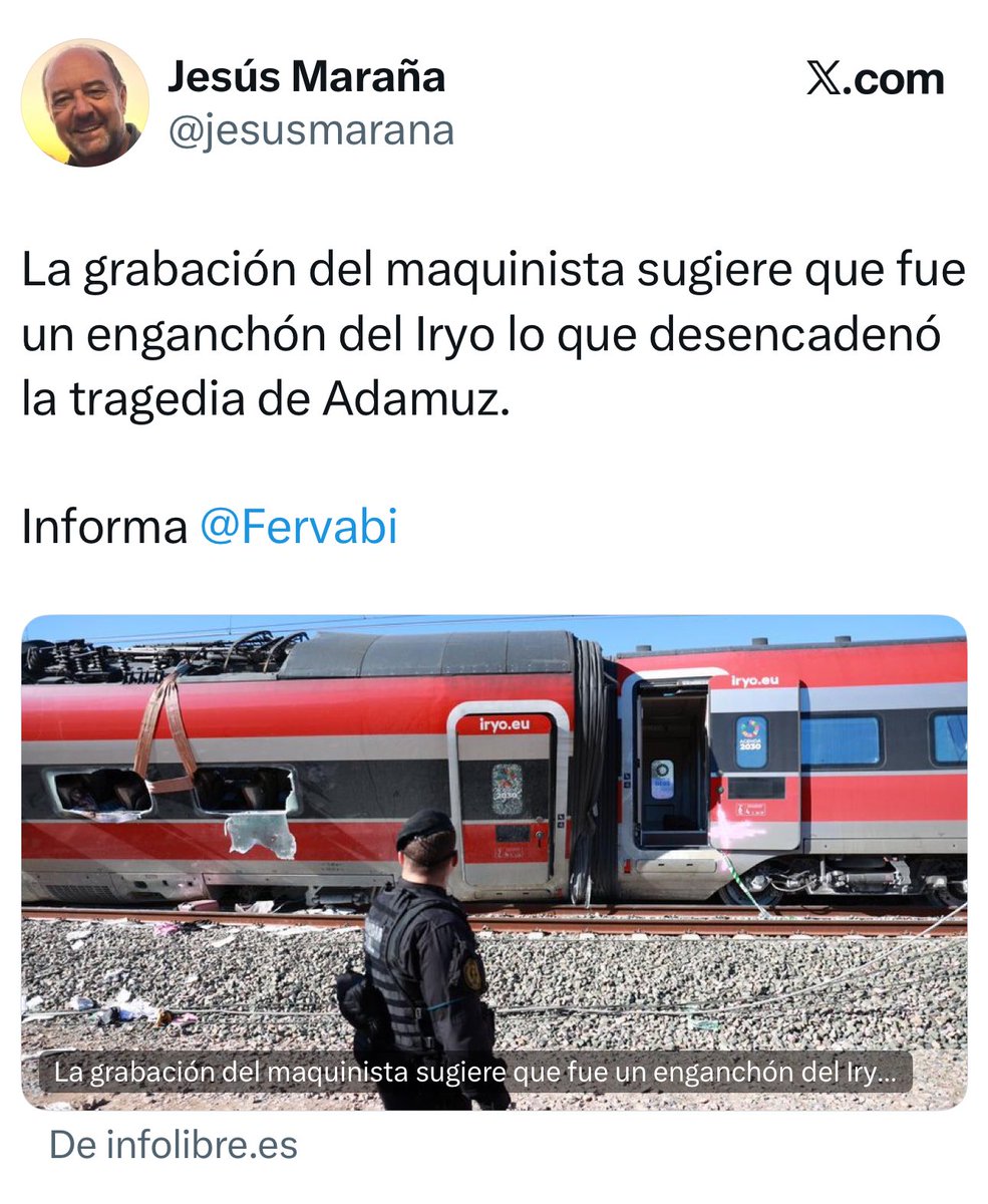 En la segunda llamada el maquinista habla de descarrilamiento, pero eso <a href="/jesusmarana/">Jesús Maraña</a> lo ha obviado porque es un putísimo sinvergüenza al servicio del gobierno más deleznable de la historia
