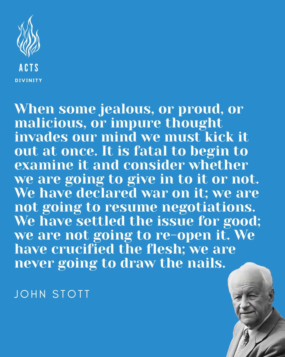 ActsDivinity's tweet image. Our students are thinking about putting sin to death this week with the help of three Johns: John Owen, John Calvin &amp;amp; John Stott.