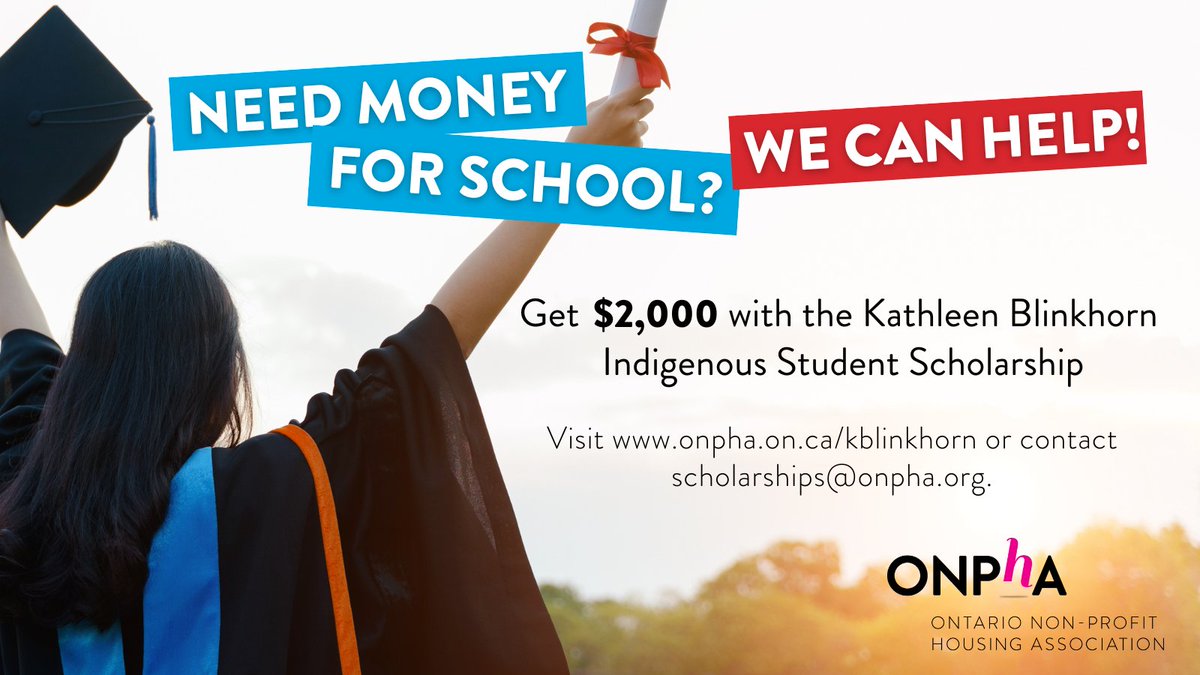 ATTENTION Students!  Check out <a href="/ONPHA/">Ontario Non-Profit Housing Association (ONPHA)</a>'s ’s scholarship opportunity  for Indigenous students living in non-profit housing in Ontario. Applications due May 1!  Learn more: onpha.on.ca/indigenous-stu…