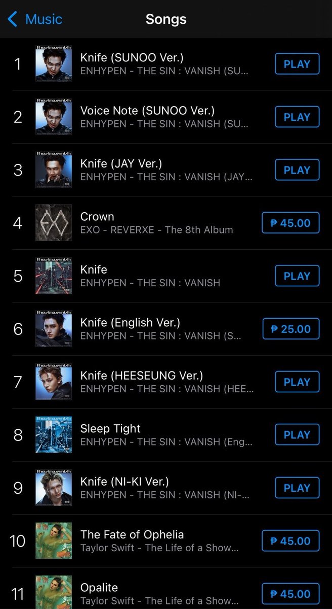 peachnoooo's tweet image. Knife (SUNOO Ver.) remains at the #1 spot on the Philippines iTunes Top Songs as of 12 AM. 

SUNOO Voice Note ate the #2 spot on the Philippines iTunes Top Songs as of 12 AM. 

I'M SO PROUD OF YOU GUYS 🥺🫶🏻 

SUNOO VER OUT NOW
#ENHYPEN #SUNOO #엔하이픈 #선우