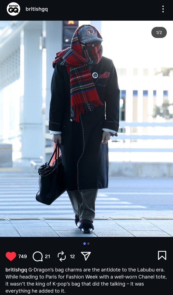 ETERNALLYFORGD's tweet image. British GQ magazine (Gentlemen’s Quarterly) mentions GDragon during his departure for Paris 🐉✨️

britishgq: G-Dragon's bag charms are the antidote to the Labubu era. While heading to Paris for Fashion Week with a well-worn Chanel tote, it wasn't the king of K-pop's bag that…