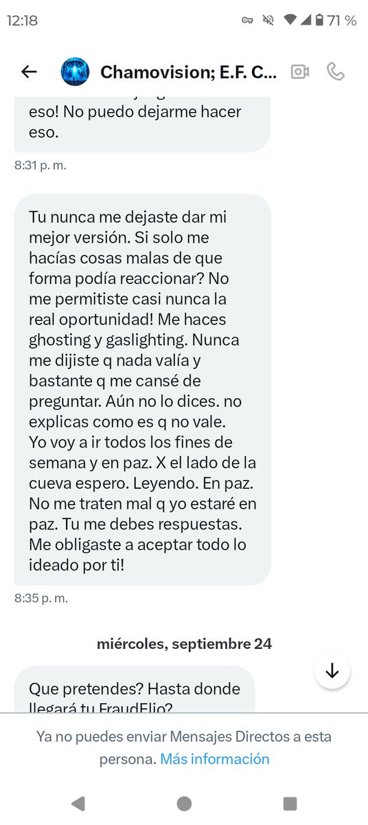 Ingo43726's tweet photo. Como todo psicópata narcisista aplicando terror psicológico para luego pedir disculpas y hacerse el afectado. Responsabilizo a Efrain Figueira 17160565 de cualquier evento que atente contra mi vida y la de mi señora madre a la cual difama como diseñadora de apologías del 03/01 https://t.co/VgLJ4T8sUA