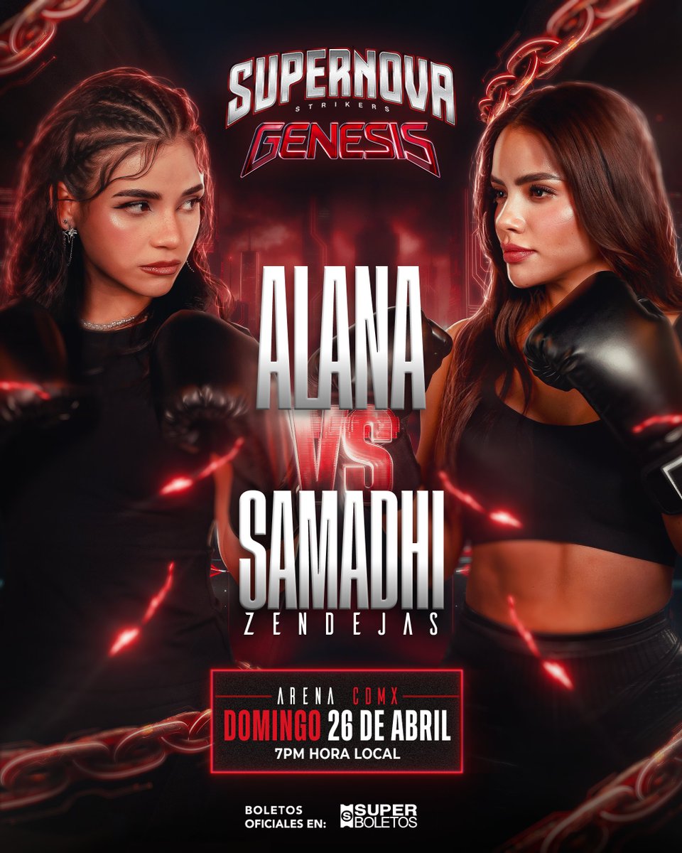 supernovaboxing's tweet image. Alana Flores 🆚​ Samadhi Zendejas
26/04/26 📅​
Arena CDMX 🏟️​

Boletos: superboletos.com 🎟️

#SupernovaGenesis