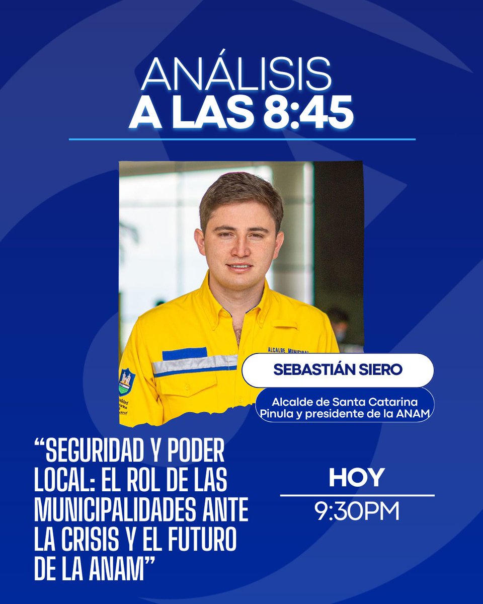 📡No se pierda esta noche en #ALas845 la entrevista con Sebastián Siero, alcalde de Santa Catarina Pinula y presidente de la Asociación Nacional de Municipalidades de Guatemala (ANAM).

🗣 Para conversar sobre el tema, "Seguridad y poder local: el rol de las municipalidades ante