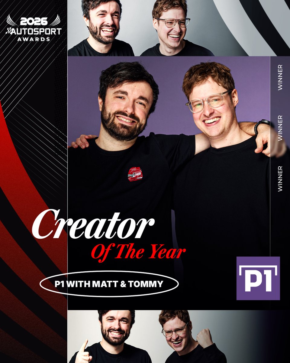 P1 with Matt &amp; Tommy have won the inaugural Creator Of The Year award 📱👏

#AutosportAwards