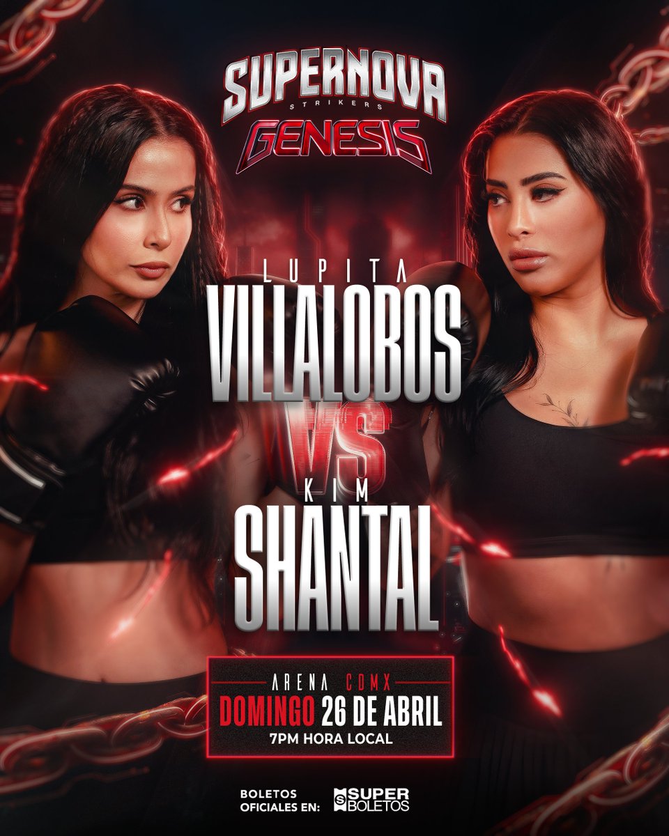 supernovaboxing's tweet image. Lupita Villalobos 🆚​ Kim Shantal 
26/04/26 📅​
Arena CDMX 🏟️​

#SupernovaGenesis