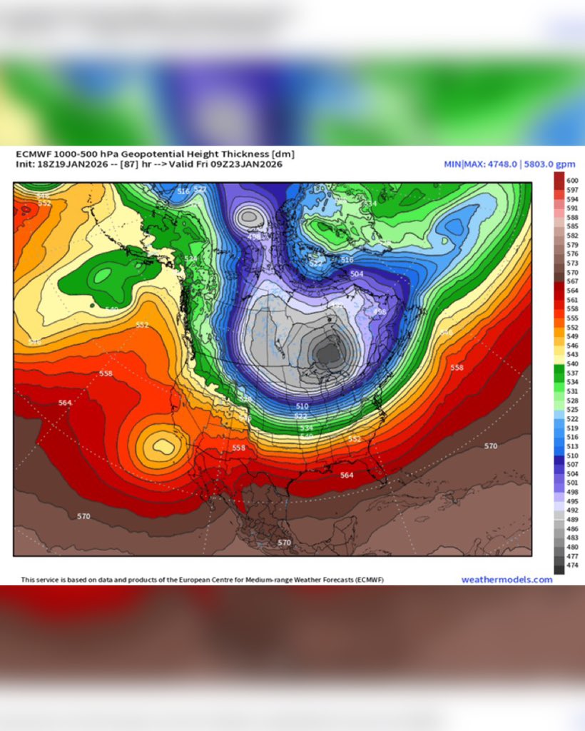 RTNToronto's tweet image. Ontario to be hit with extreme polar vortex on Friday as -50°C mid level temps move forward 🚨